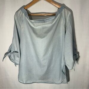 a.n.a Chambray Off Shoulder Shift Blouse Size Medium